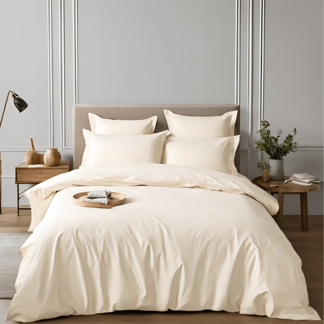 Ivory Cream Bed Sheet Set 400TC Percale