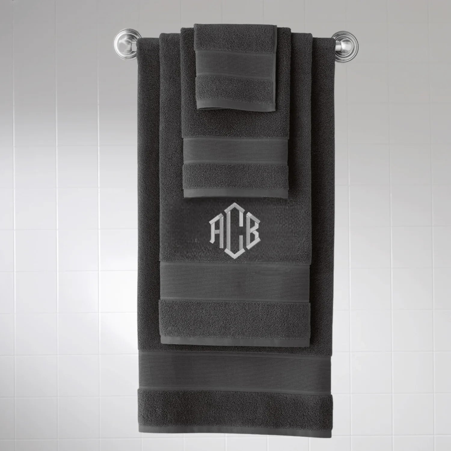 Best Supima Cotton Monogram Grey Hand Towels Online