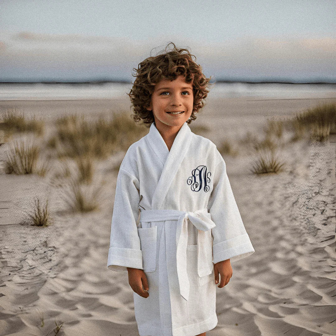 Monogrammed White Bathrobe for Children