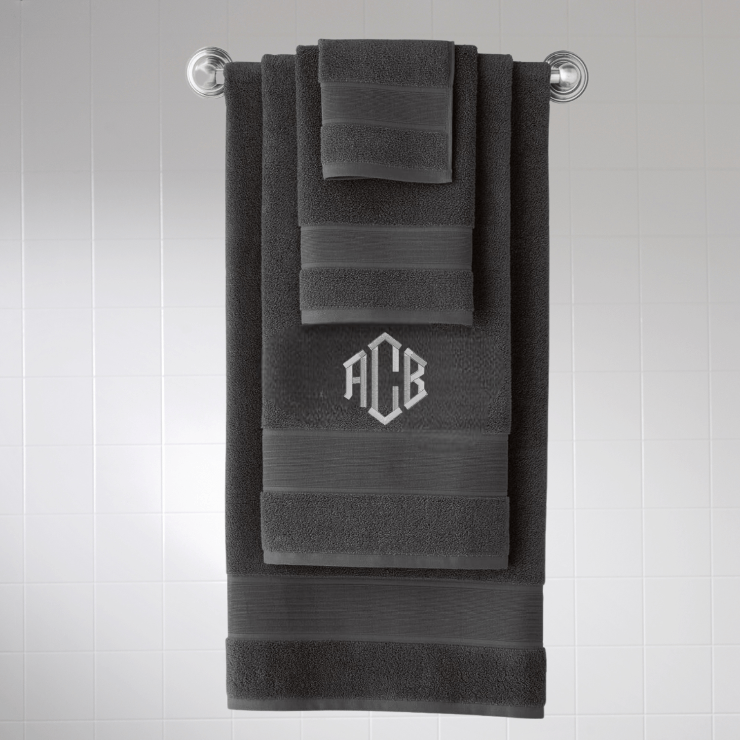 Luxury cotton terry towel with monogram by Bedlam