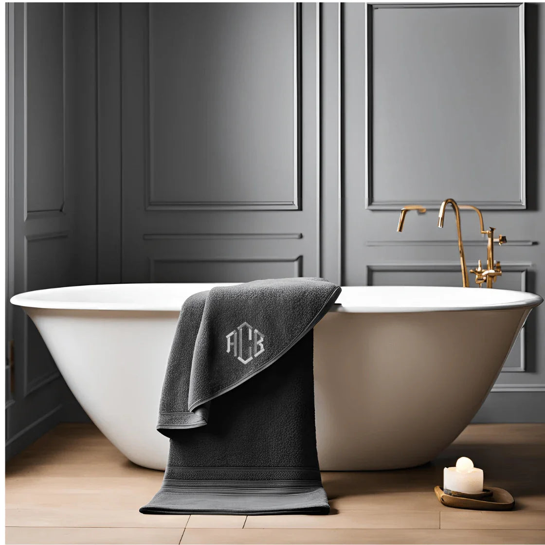 BTØ5-  GREY BESPOKE LUXURY BATH TOWEL