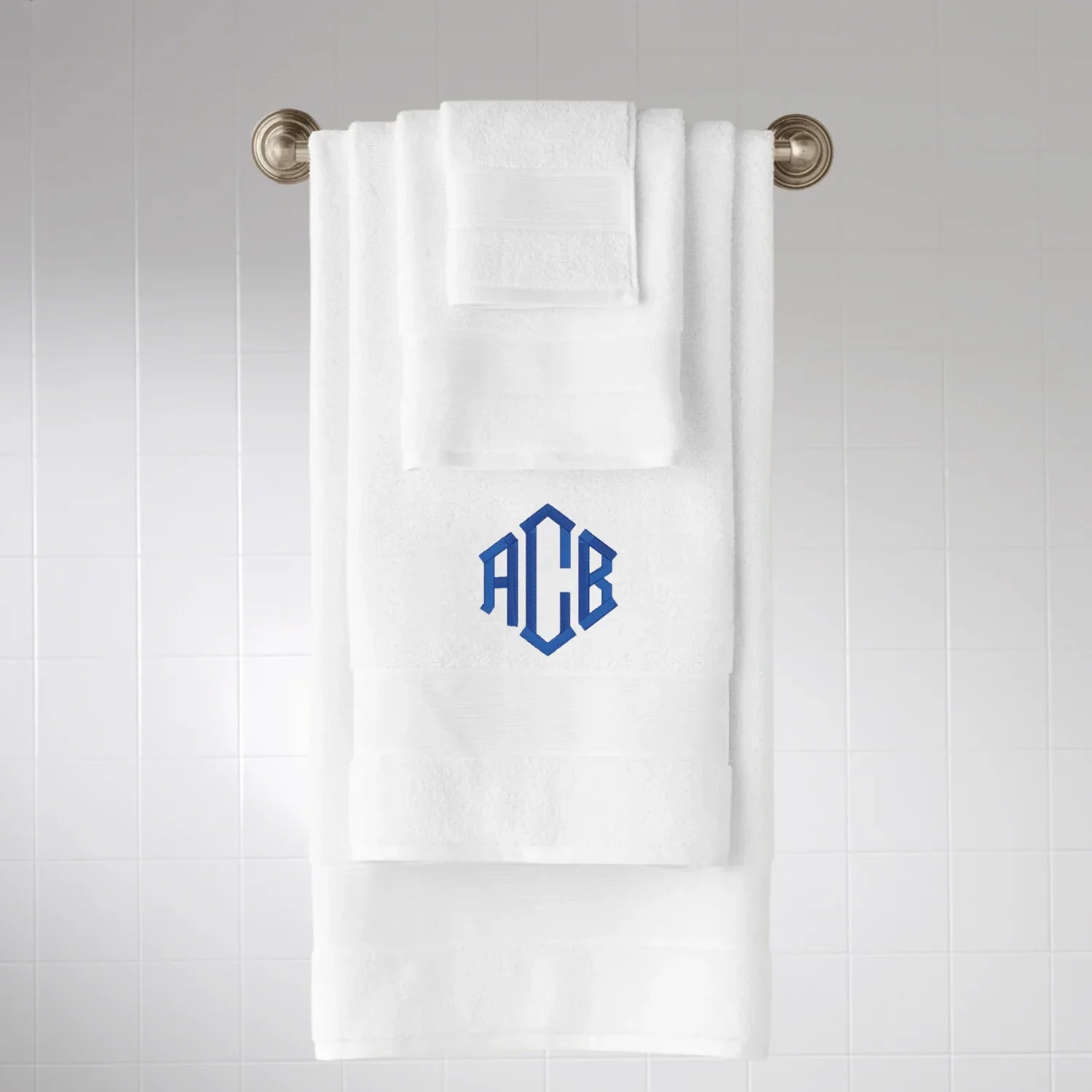 Monogram White Hand Towels Set Online