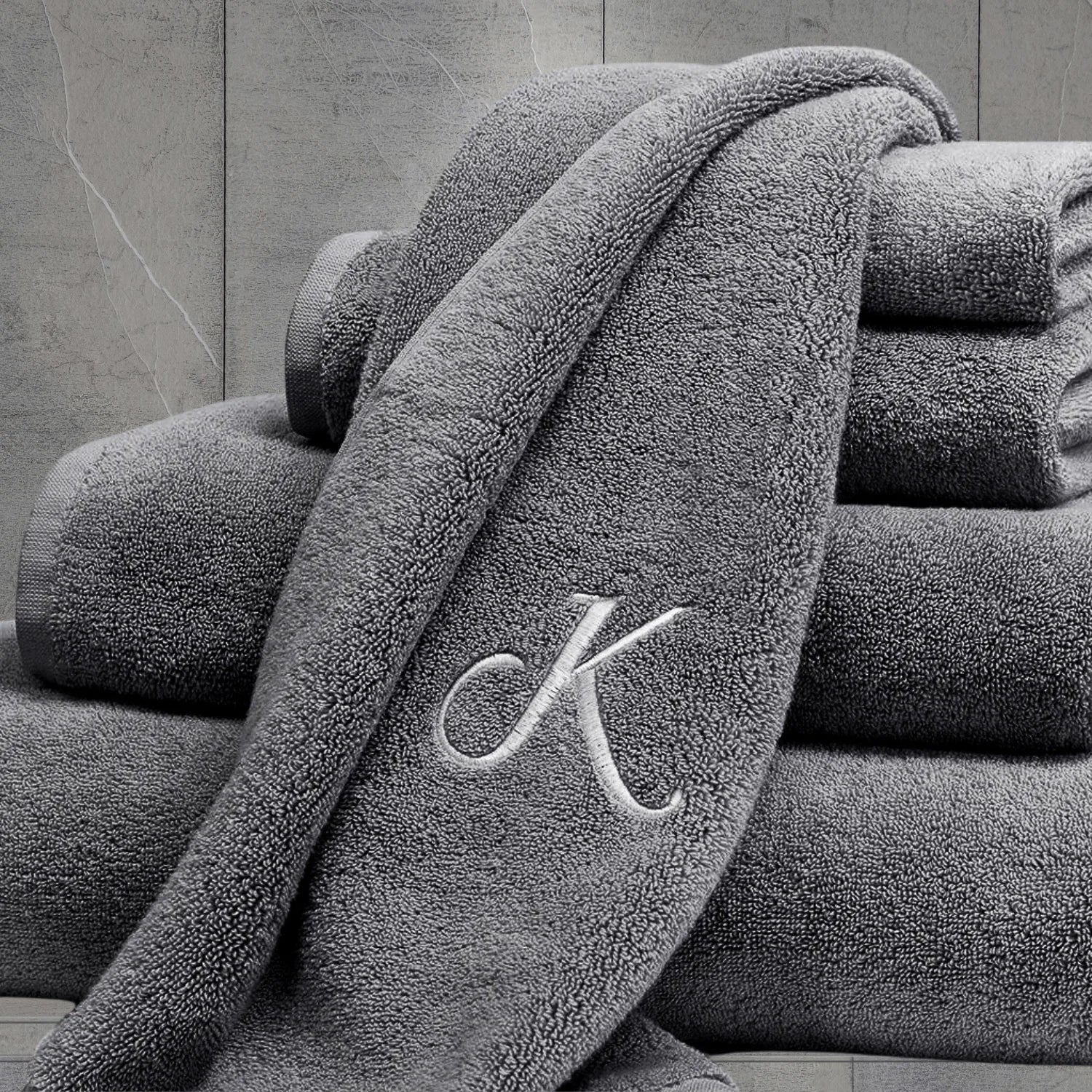 Monogram Hand Towel Grey Colour