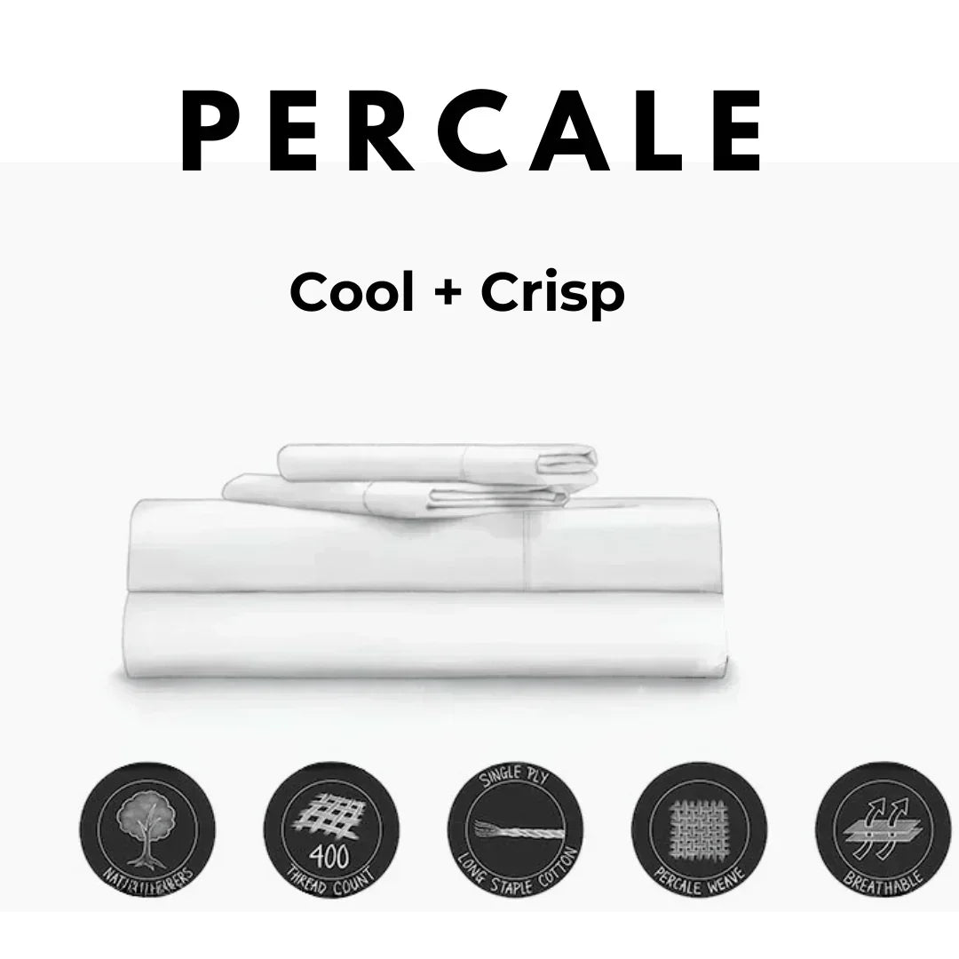 Ivory Cream Bed Sheet Set 400TC Percale