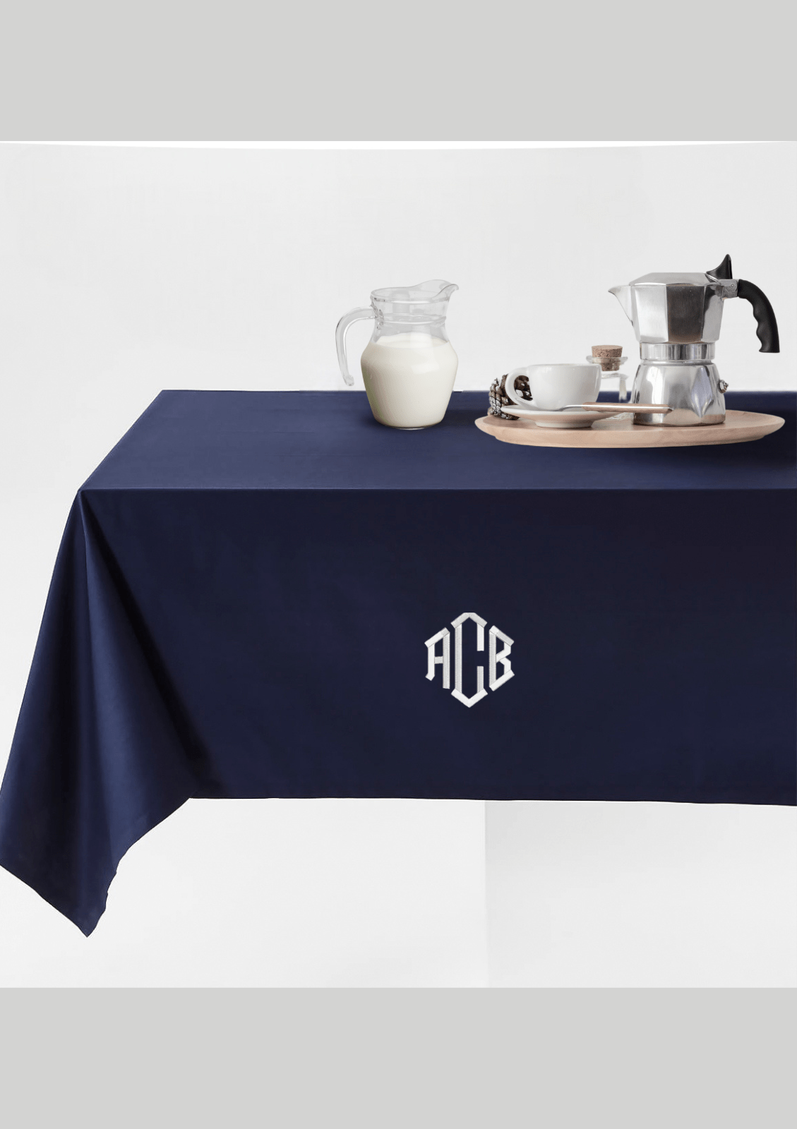 SUPIMA Cotton Monogram Tablecloth Blue