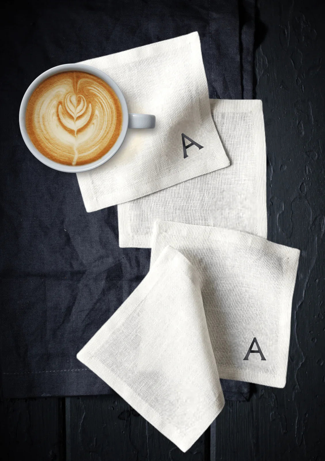 TABLE Ø5 - MONOGRAM LINEN COASTER SET OF 4