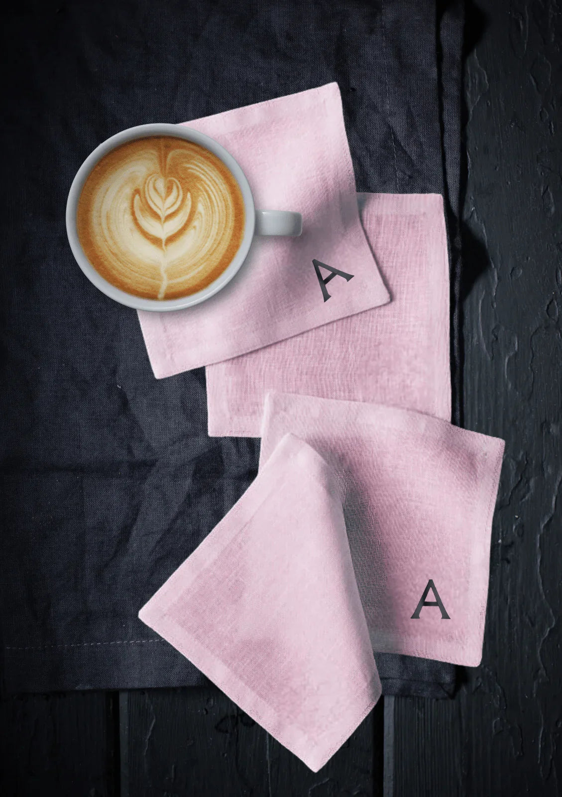 TABLE Ø5 - MONOGRAM LINEN COASTER SET OF 4