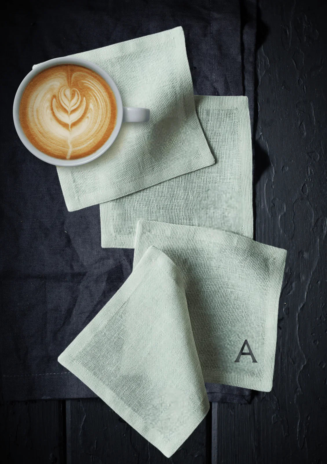 TABLE Ø5 - MONOGRAM LINEN COASTER SET OF 4
