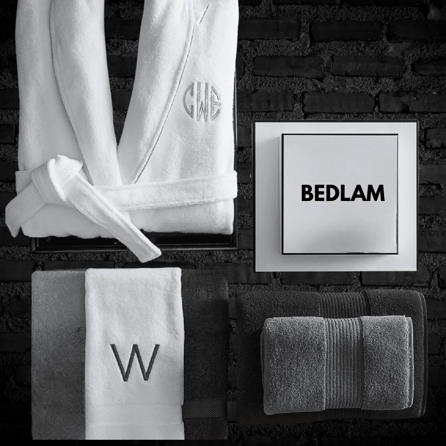 White Grey Monogram Hand Towels Online India