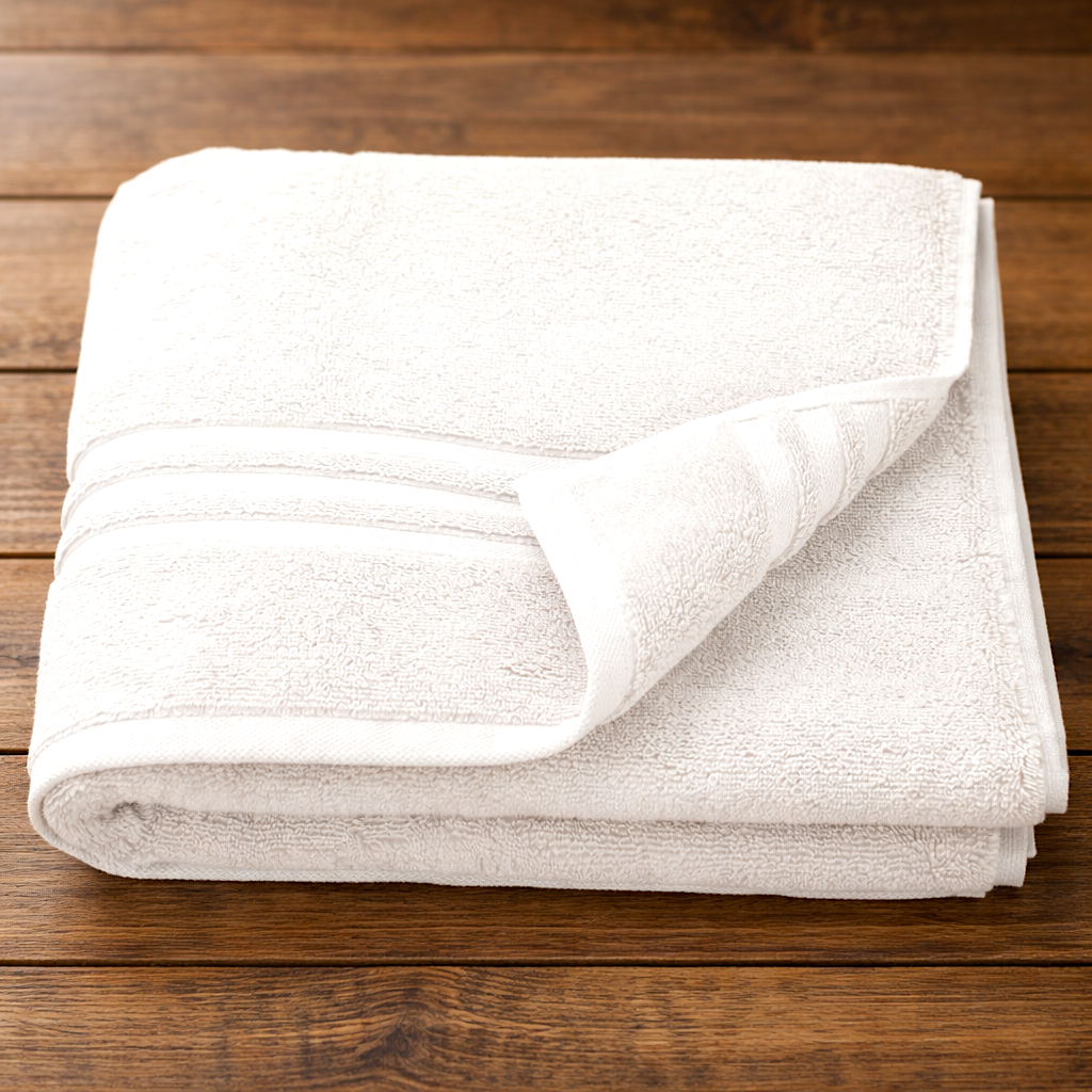 GOTS-certified organic cotton towel in white