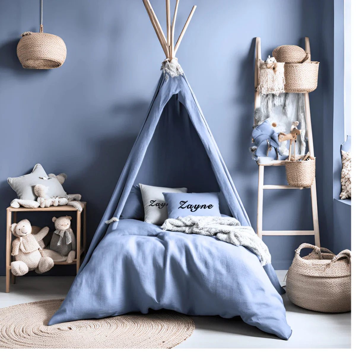 CUSHY TALE Ø2 - Lake Blue Personalized Playroom Pillow