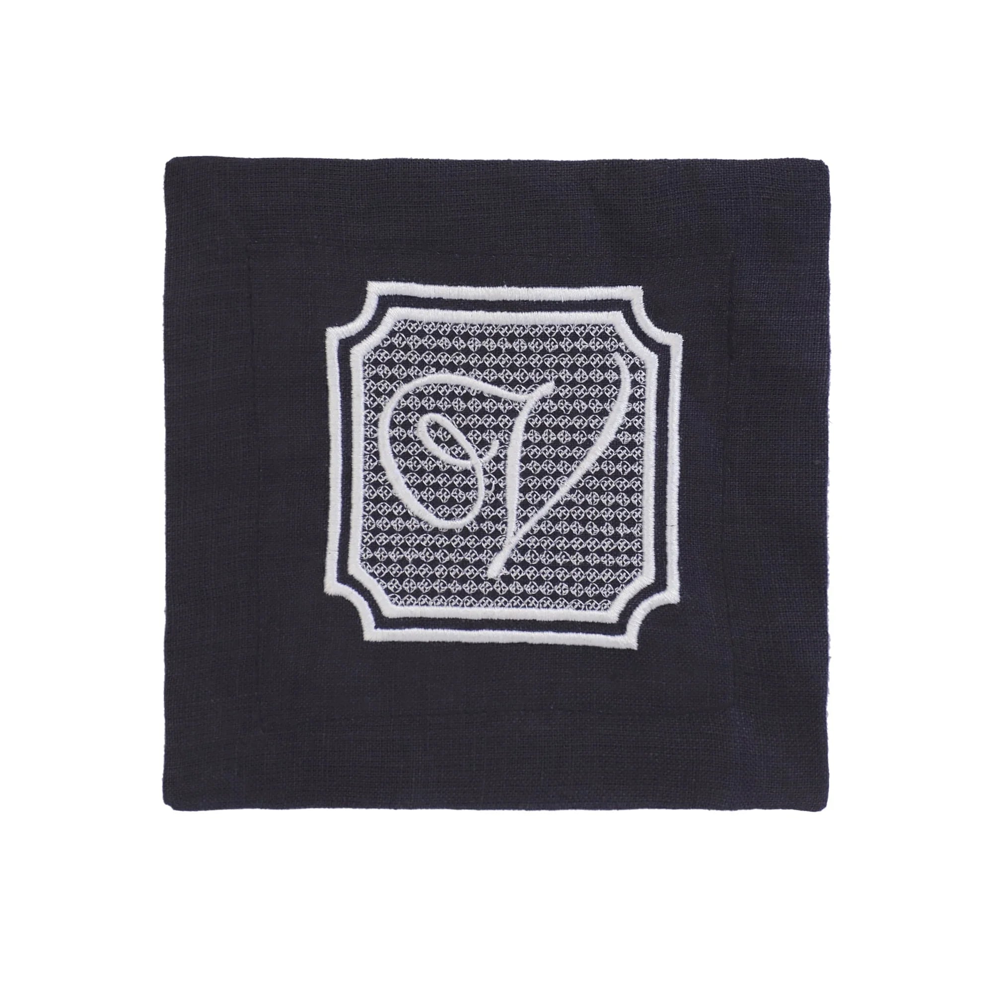 TABLE Ø5 - MONOGRAM LINEN COASTER SET OF 4