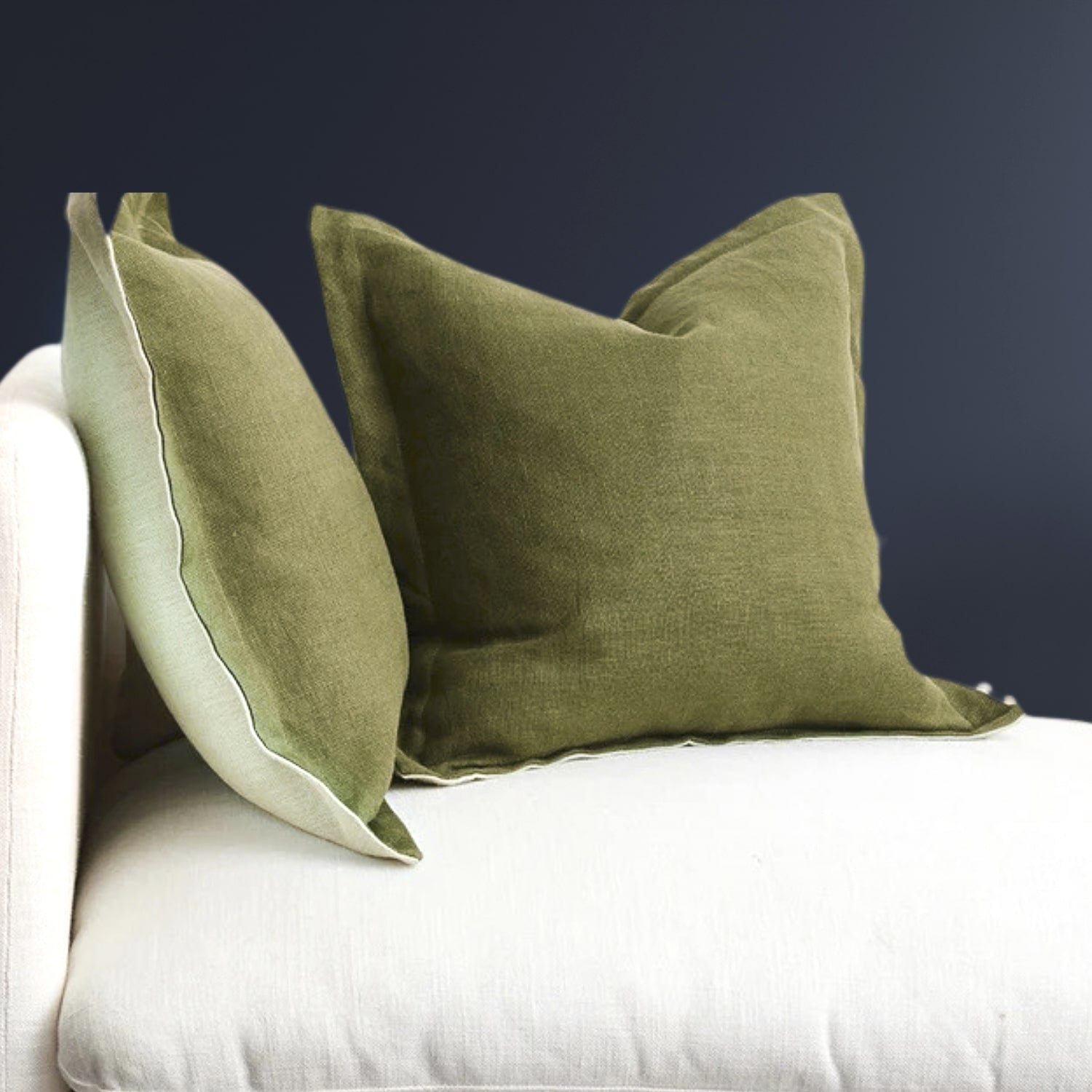 K Ø4 - Olive + Seamist Linen Cushion Cover