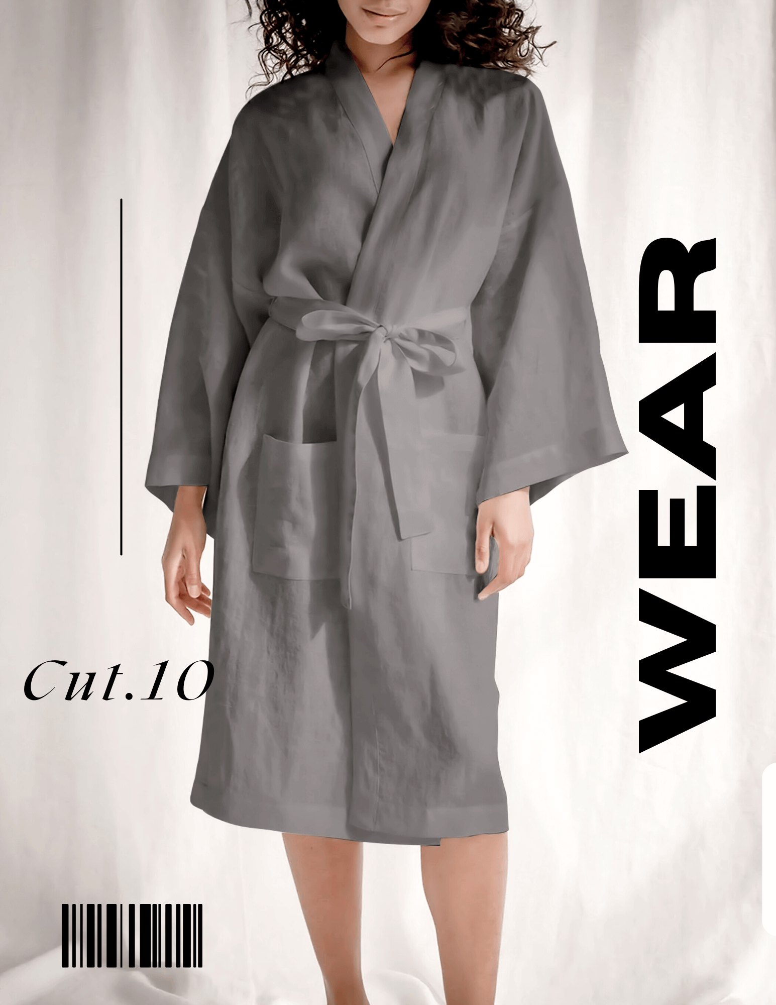 CUT 1Ø - MONOGRAMMED RICH 500TC SATEEN  ROBE - GREY