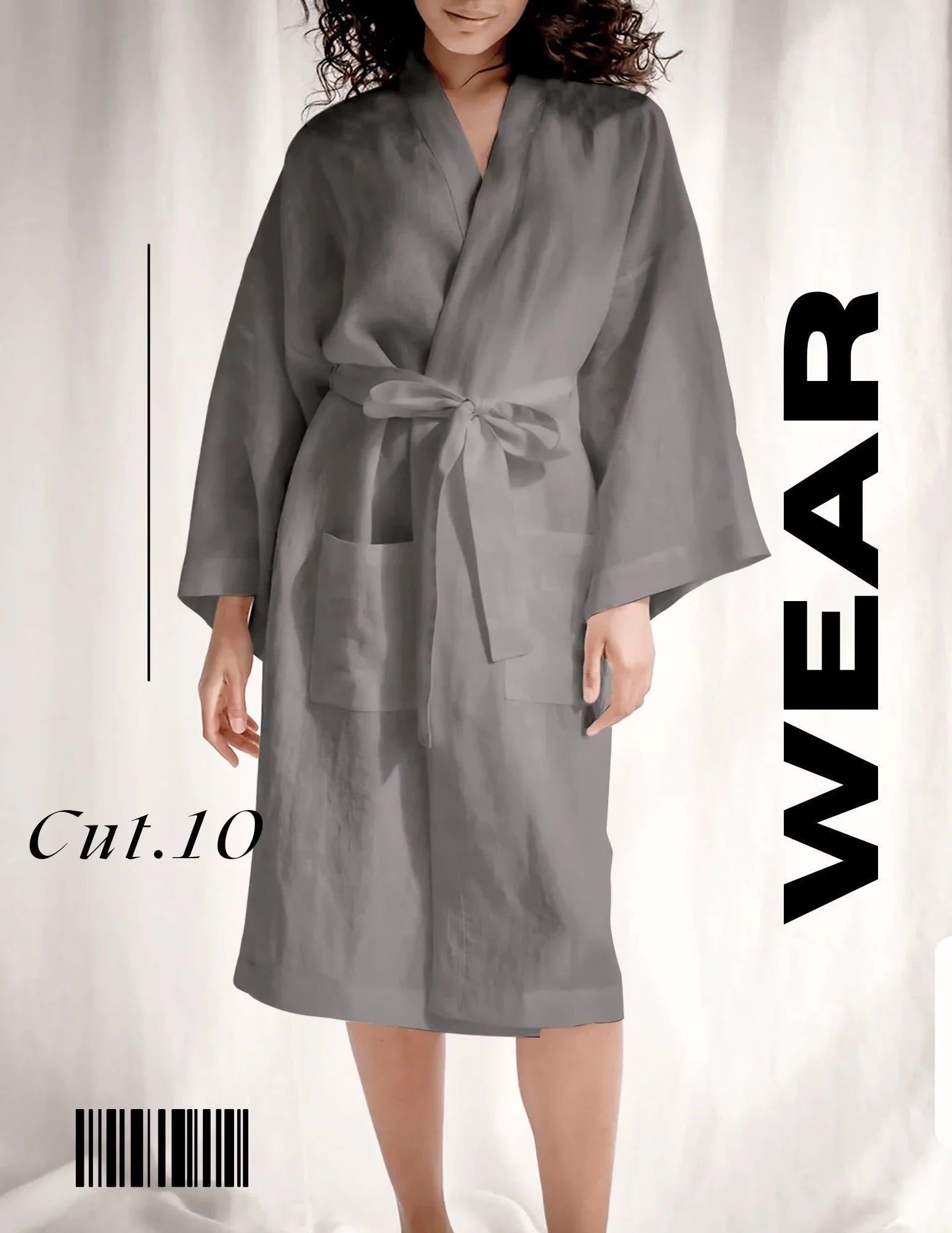 CUT 1Ø - MONOGRAMMED RICH 500TC SATEEN ROBE - GREY