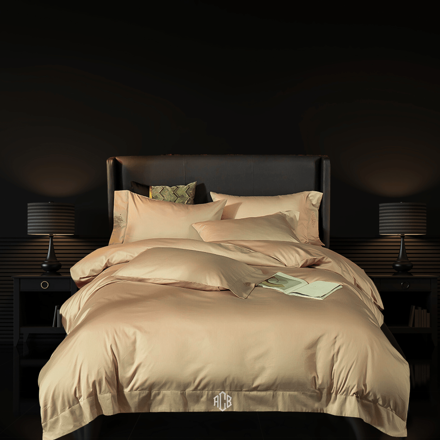 Châteaux X - Beige Monogram Duvet Cover +  Monogram Pillowcases