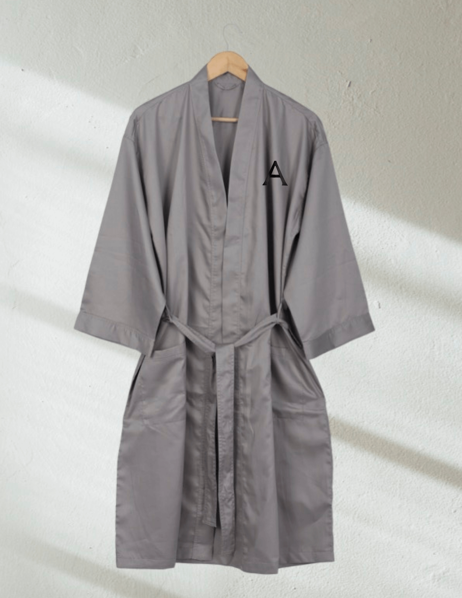 CUT 1Ø - MONOGRAMMED RICH 500TC SATEEN  ROBE - GREY