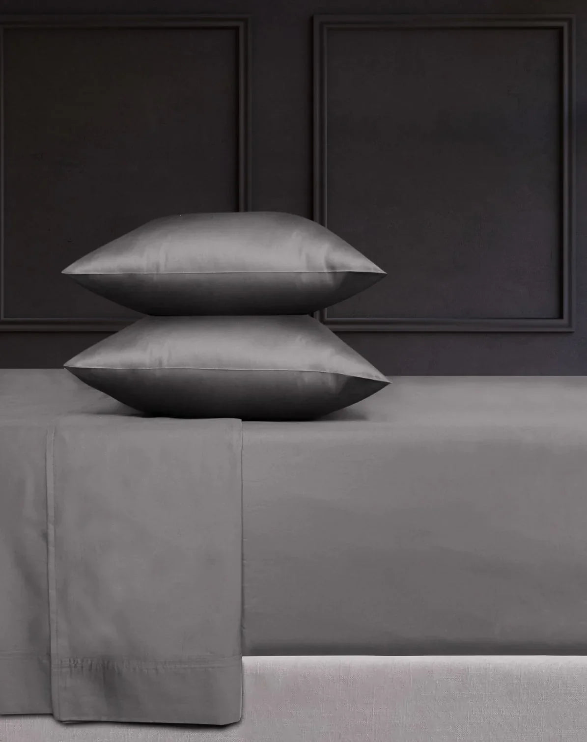 Cotton duvet cover grey sateen 500 thread count pima