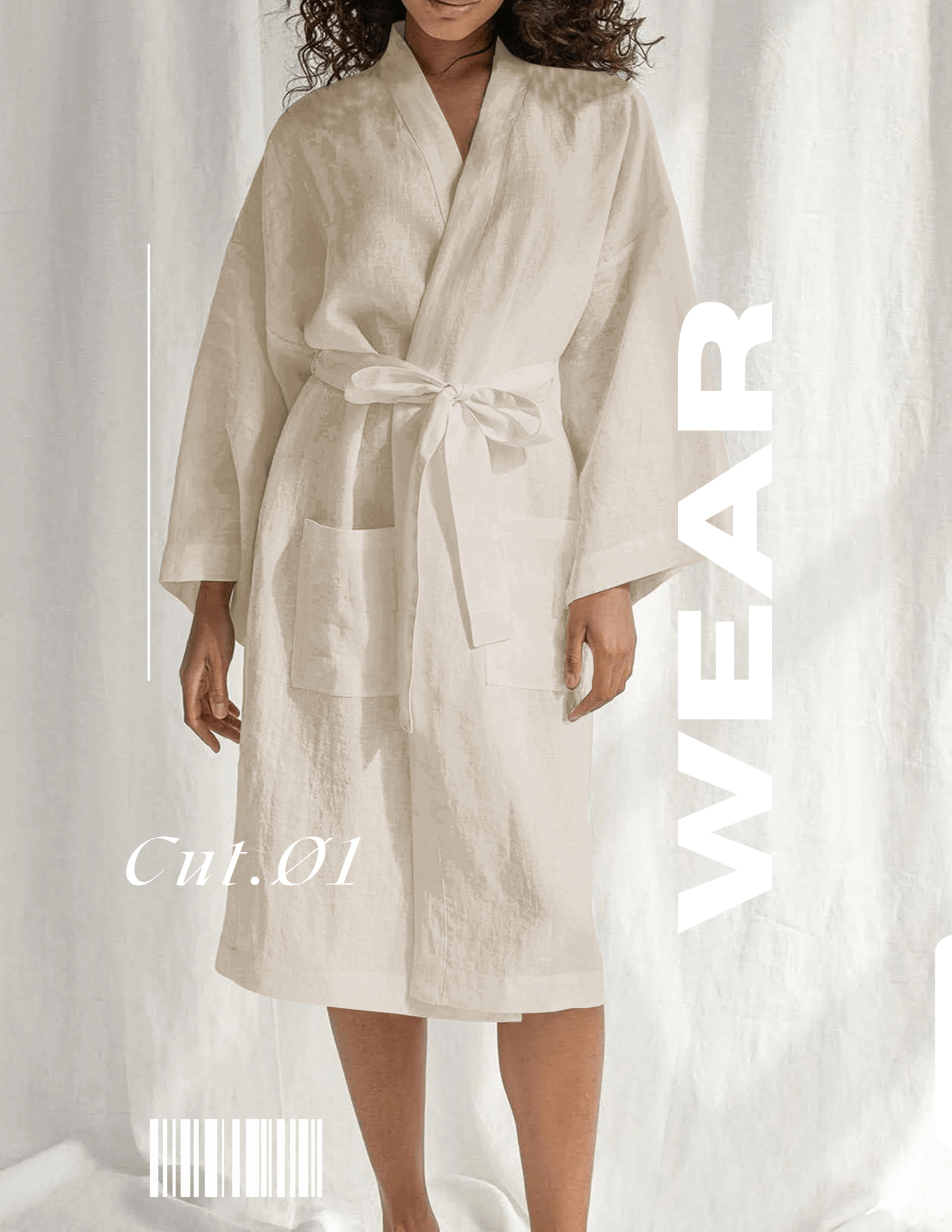 Men's Women's Linen Bath Robe Unisex Loungewear