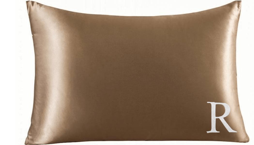 MONOGRAM SILK PILLOWCASE - COPPER