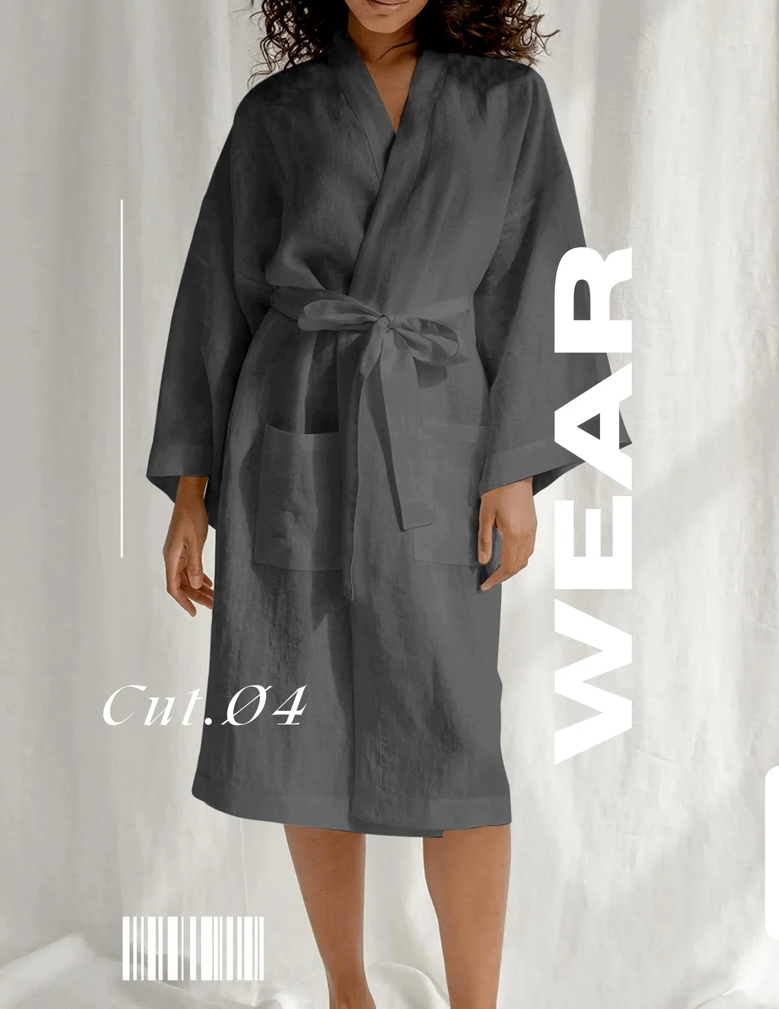 Unisex Bath Gown for Men and Women Grey Graphite Colour