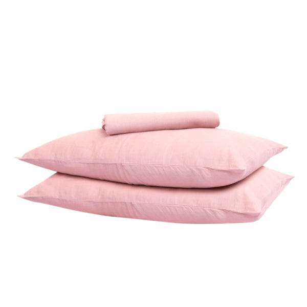 Rose bed Sheets Stone Washed Linen, Pink Bedding Sets