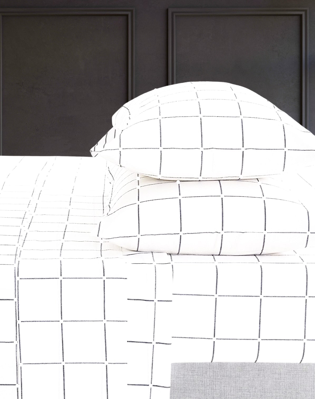 Grid Bed Sheets Set in pure cotton