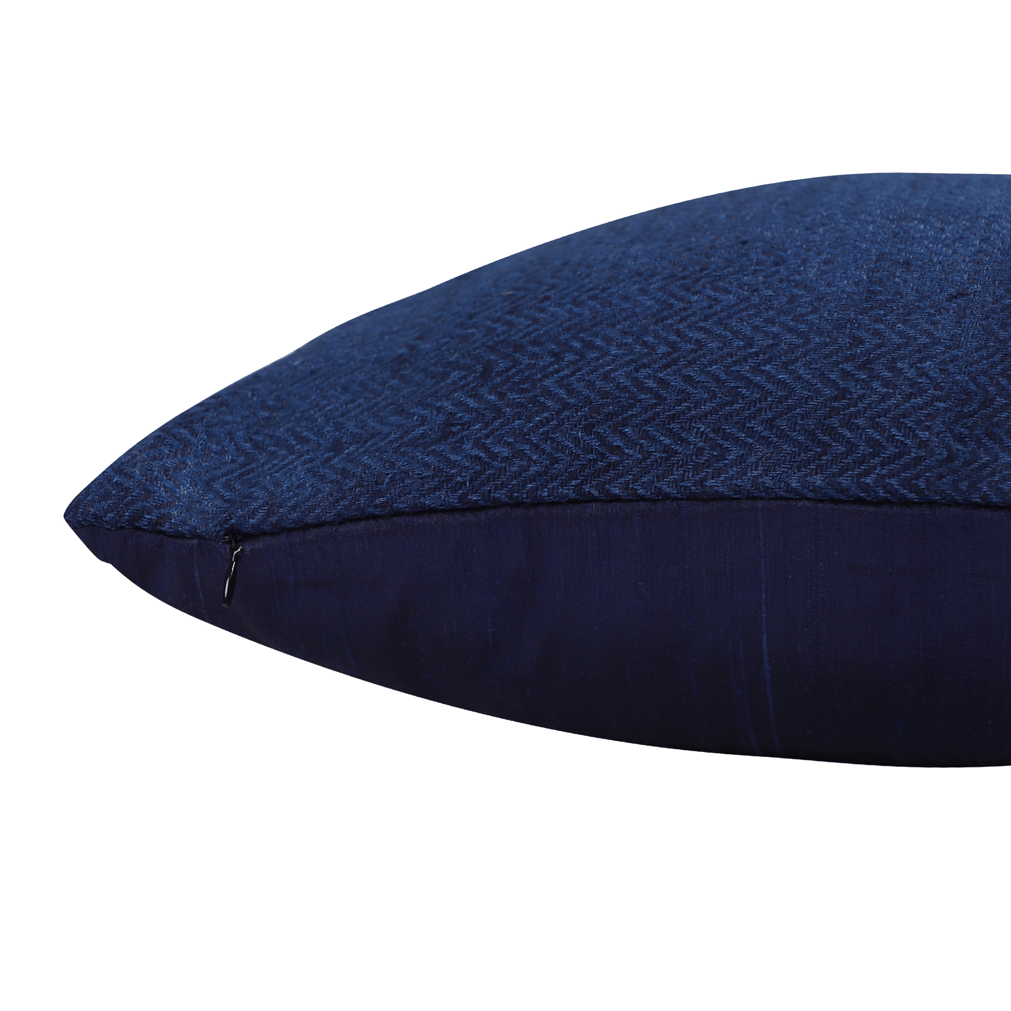 Buy reversible navy blue raw silk cushion cover online