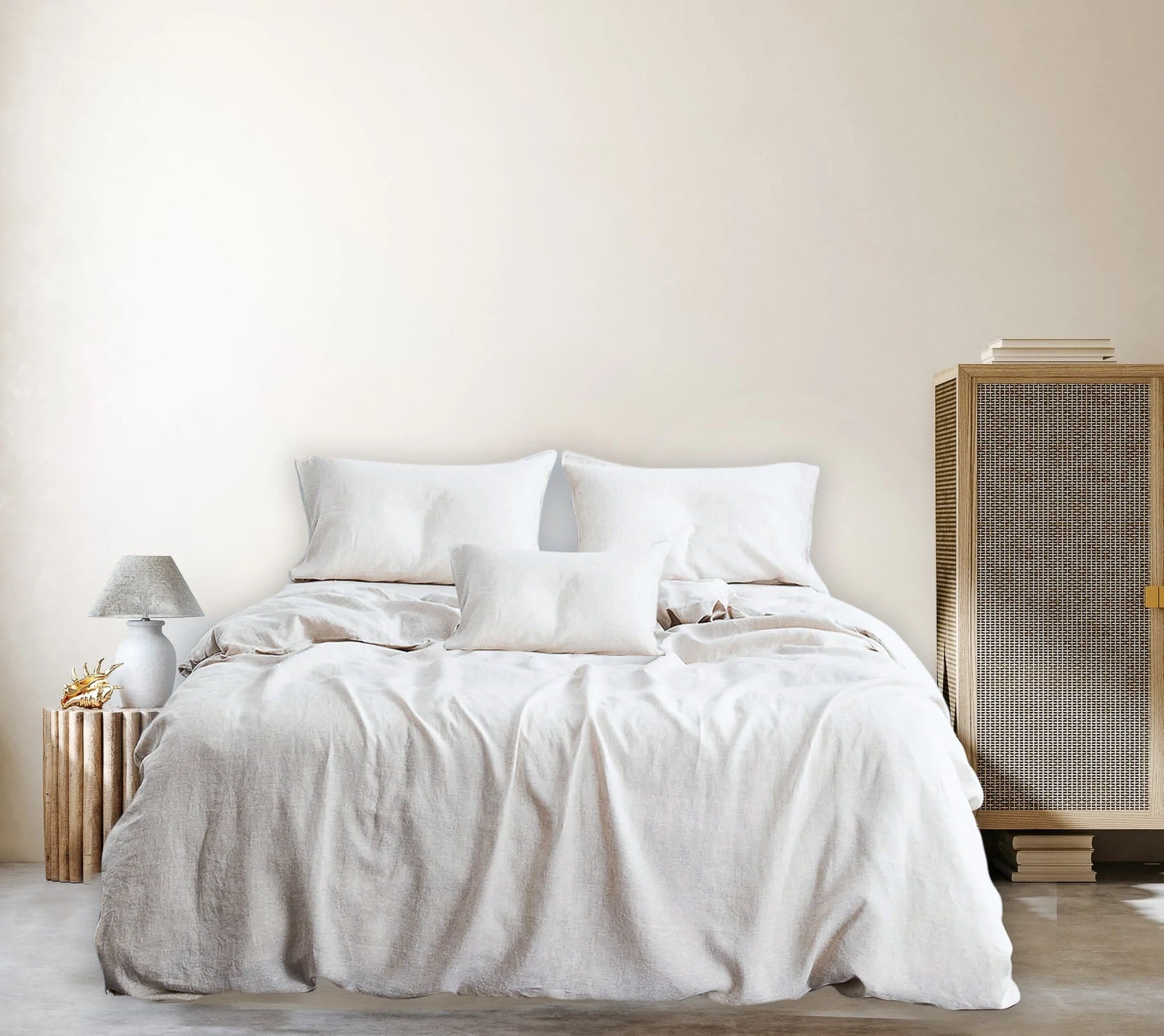 oatmeal linen bedDING