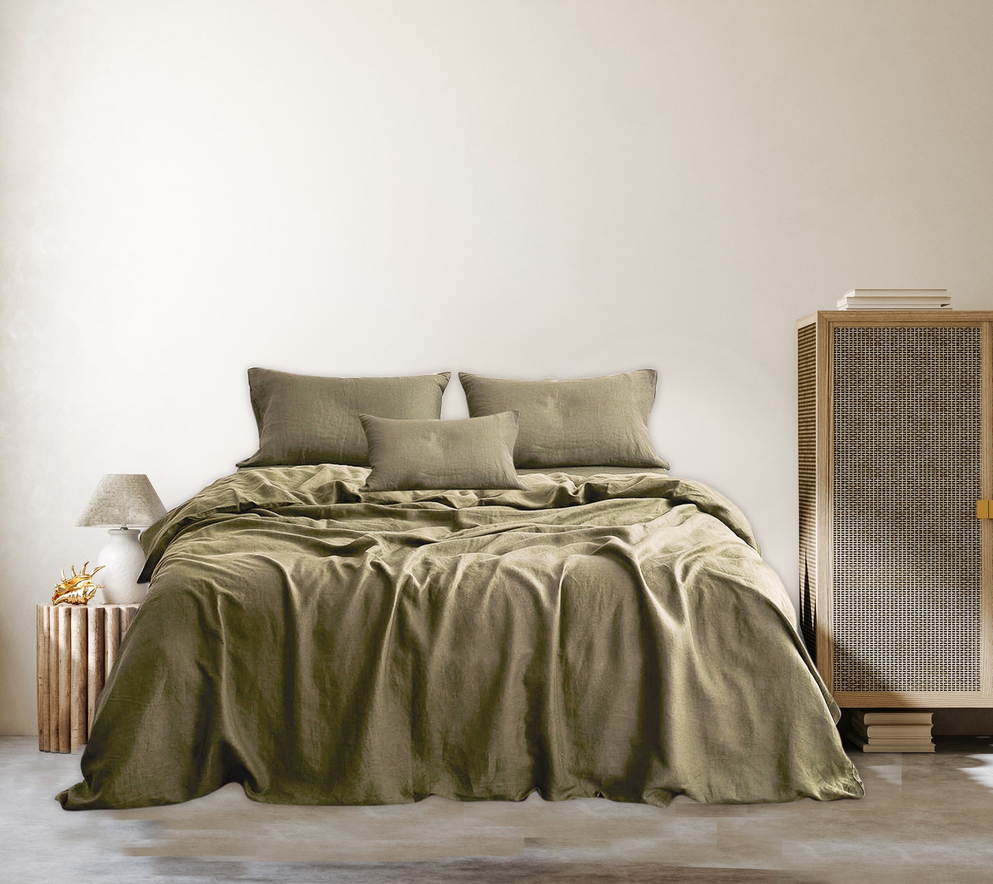 MOSS DUVET COVER IN  PURE LINEN