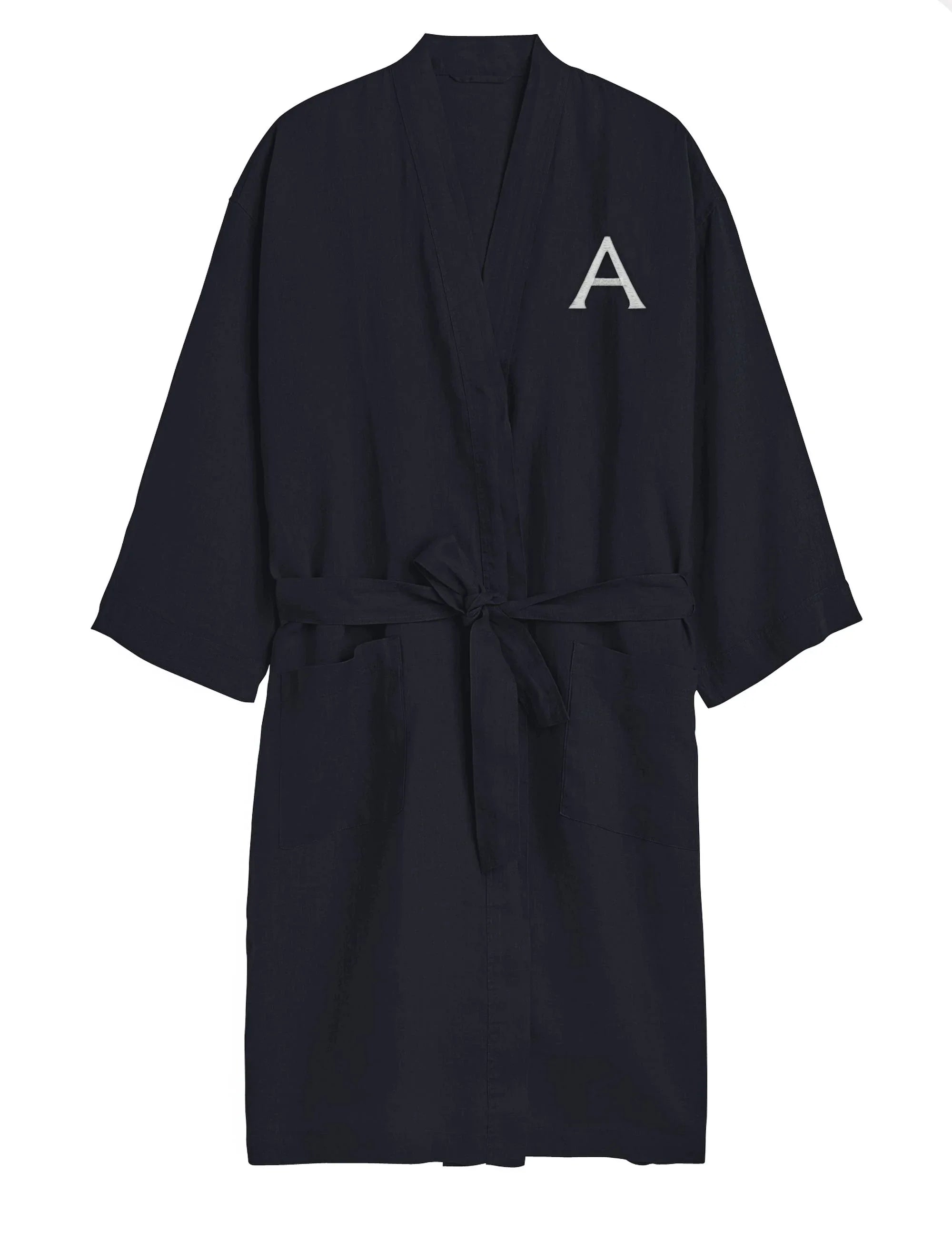 Unisex Lounge Robe Blue Linen Robe Housecoat Online India