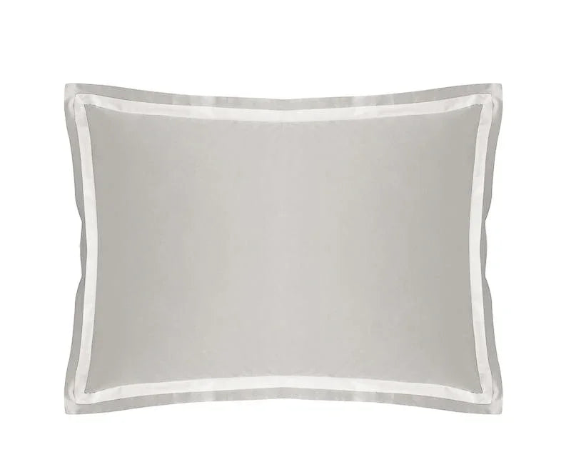 TYPEFACE 4 grey sateen pillowcase with white satin border