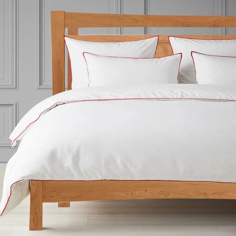Red cord border duvet cover percale