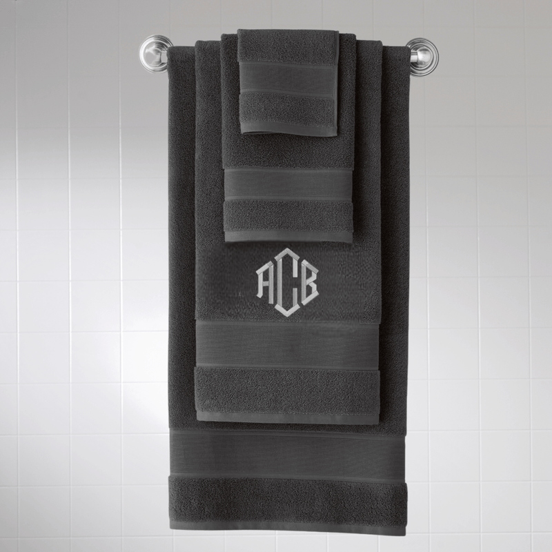 Premium Plush Bath Grey Terry Towel Online with Monogram
