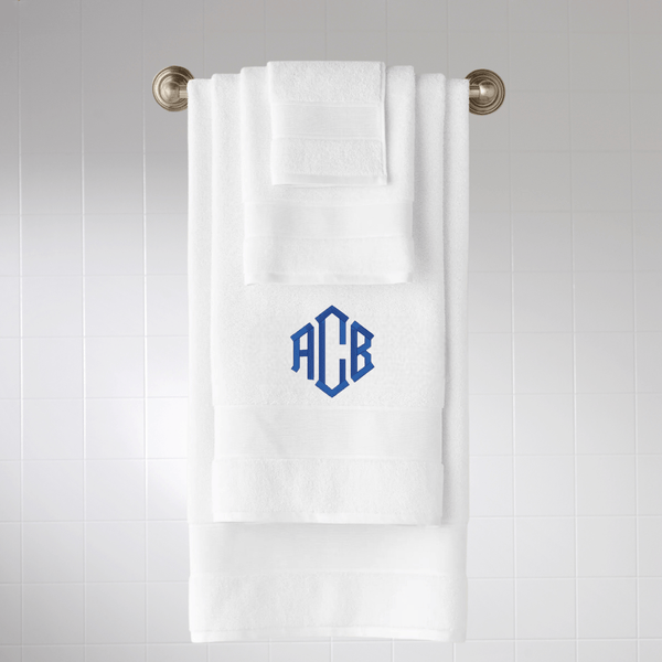 Designer Embroidered Premium Cotton Plush Bath White Terry Towel Online with Monogram