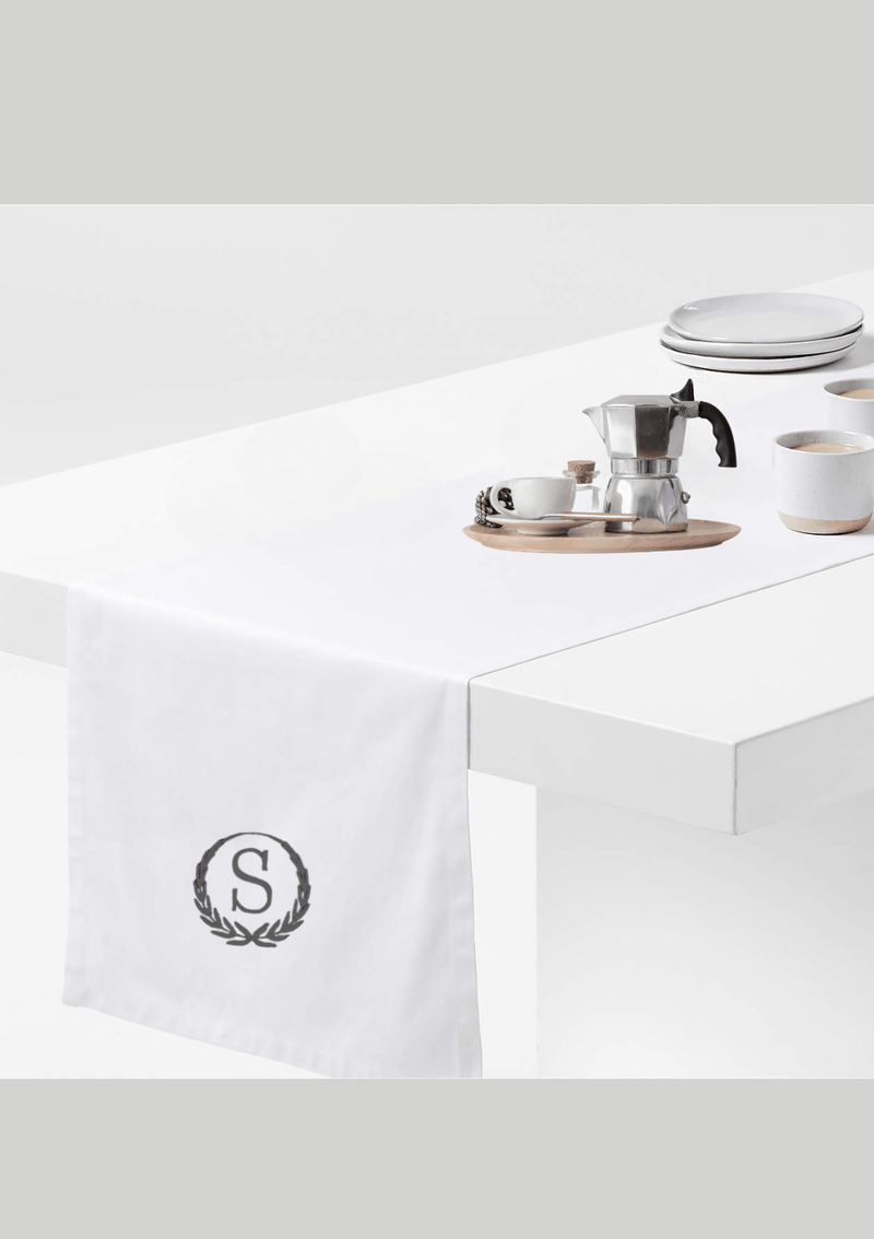 TABLE Ø4  - SUPIMA COTTON TABLE RUNNER WITH MONOGRAM