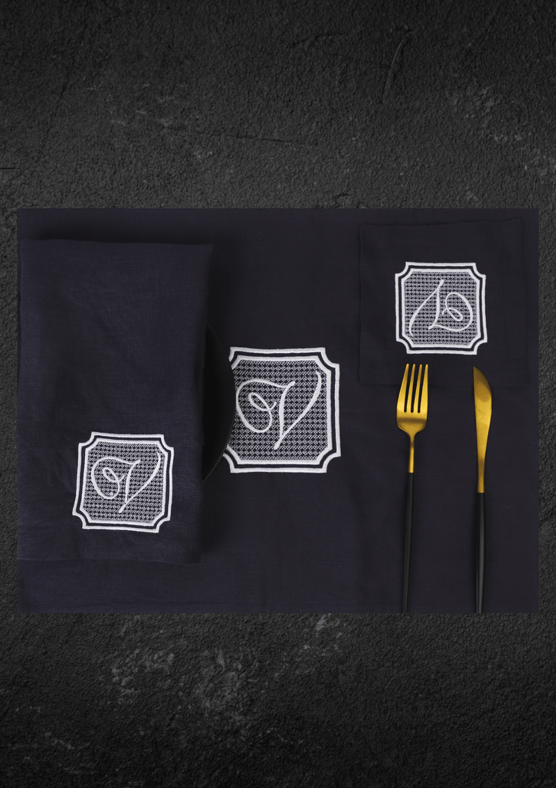 Blue Dining Table Mats Online with monogram