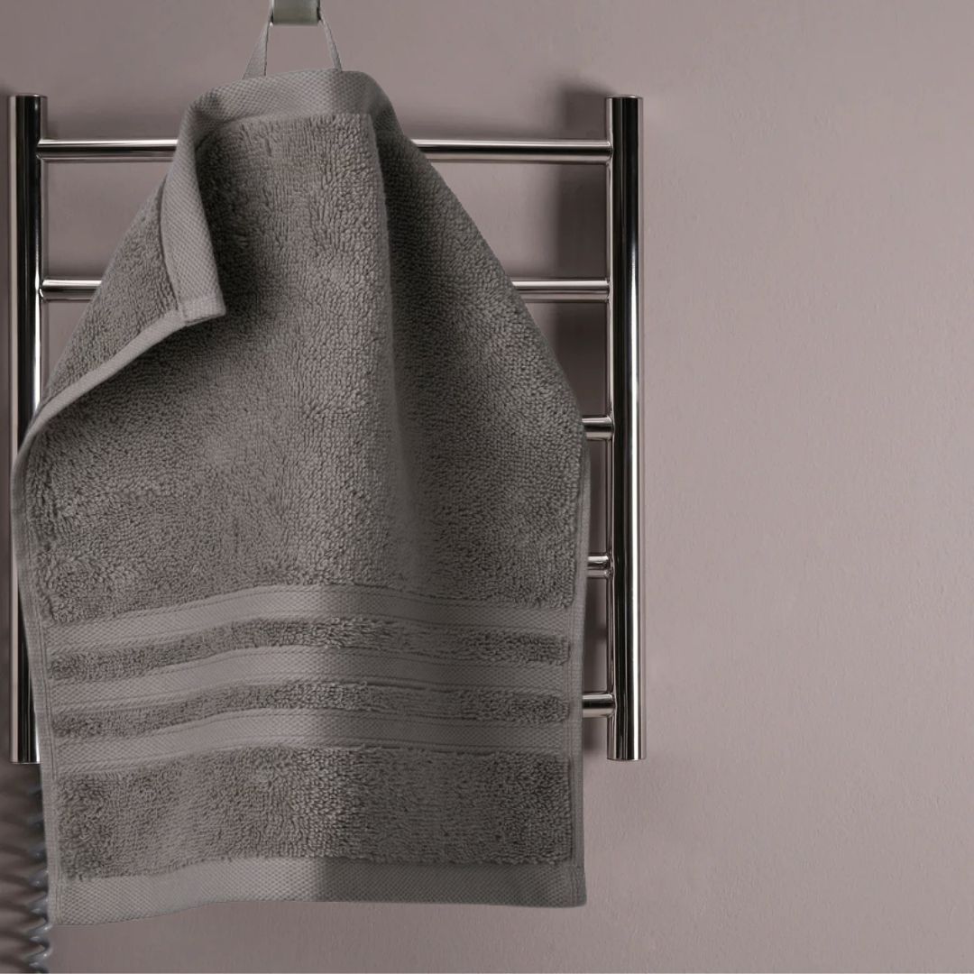 grey cotton face towel monogram