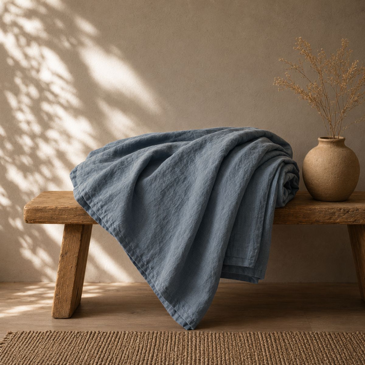 Bluestone linen cotton blend duvet cover — concealed zip and inner duvet ties