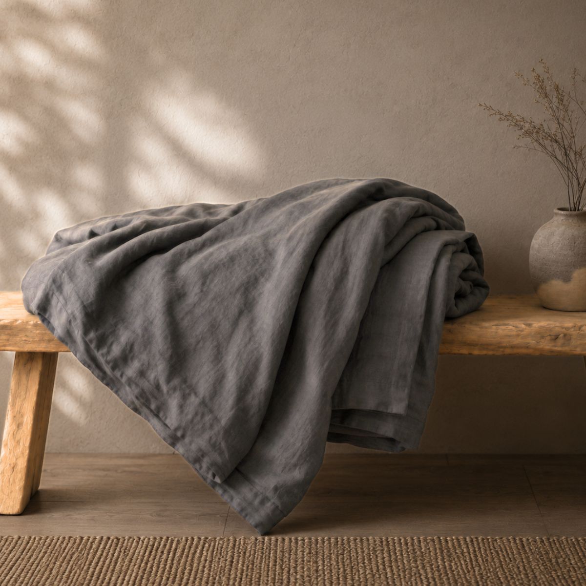 Dune Grey linen cotton blend duvet cover — concealed zip and inner duvet ties