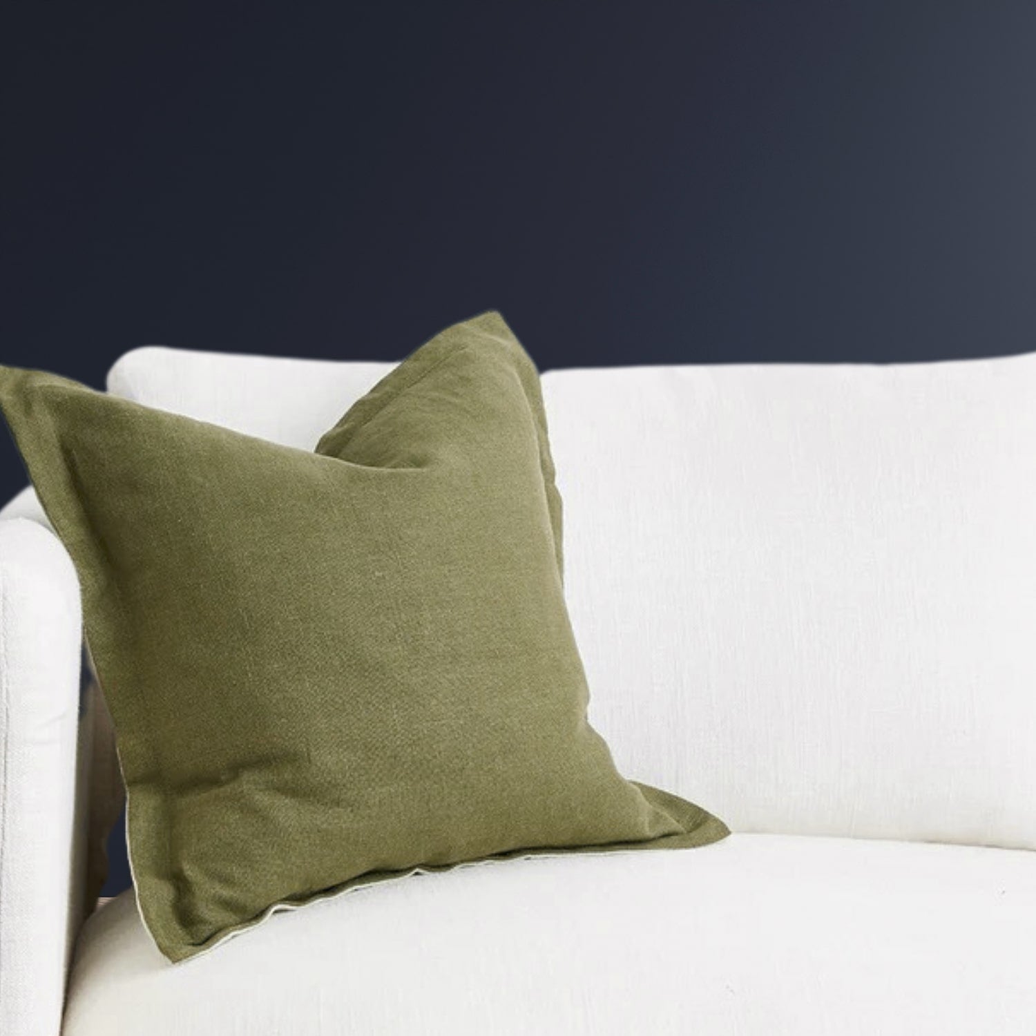 K Ø6 - White + Olive Linen Cushion Cover