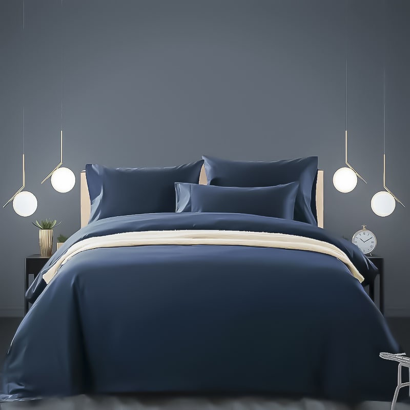 Blue duvet cover 500TC sateen pure Supima cotton