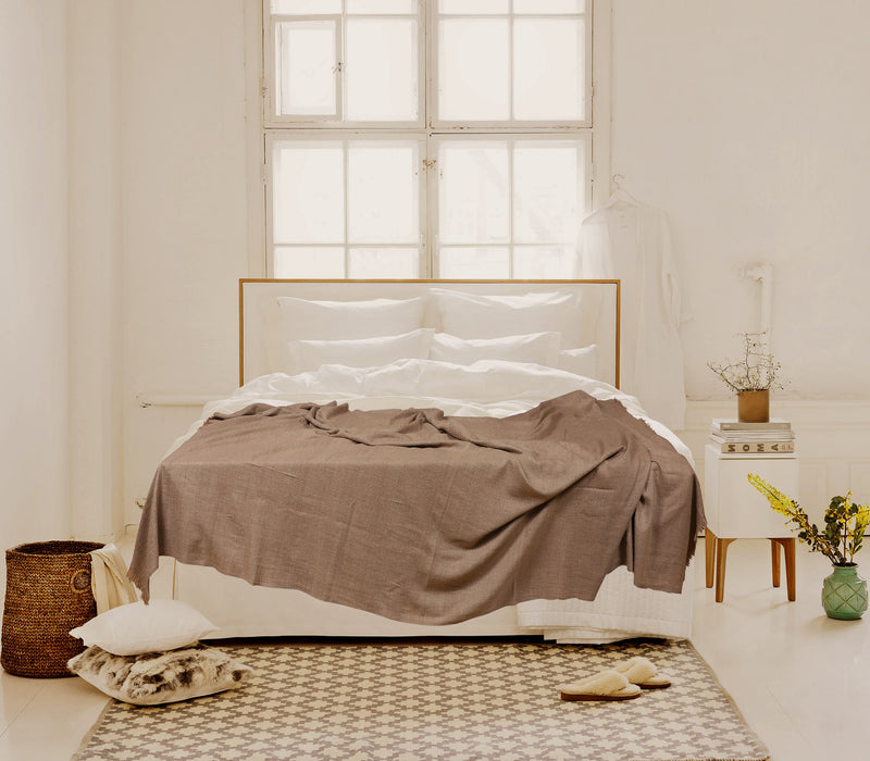 EDIT Ø8 - HAND-WOVEN LADAKHI CASHMERE COUCH SHAWL - BROWN