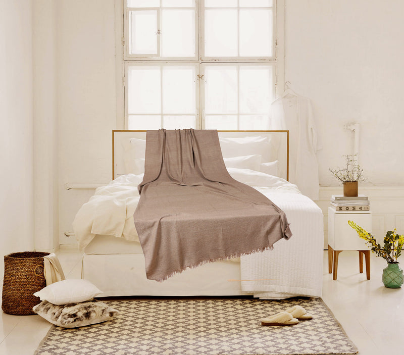 EDIT Ø8 - HAND-WOVEN LADAKHI CASHMERE COUCH SHAWL - BROWN