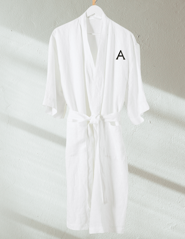 CUT Ø8 - MONOGRAMMED WHITE COTTON SATEEN ROBE