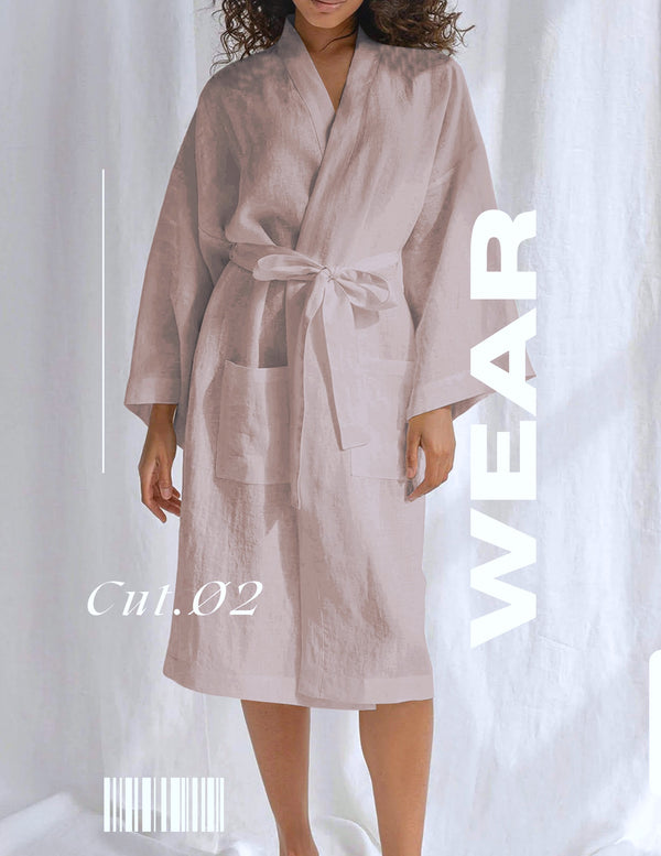 Women's Luxury Dressing Gown Linen Lavender Bath Robe Online