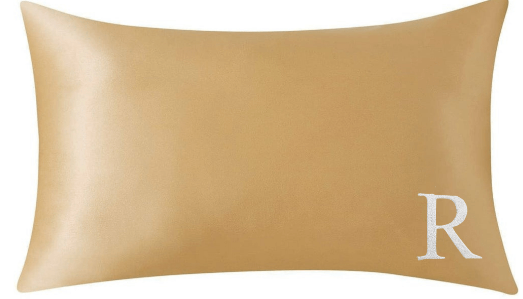 MONOGRAM SILK PILLOWCASE -  GOLD