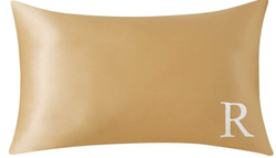 MONOGRAM SILK PILLOWCASE -  GOLD