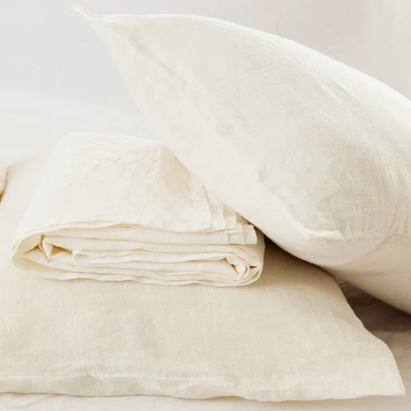 CREAM IVORY LINEN DUVET COVER + 2 Pillowcases