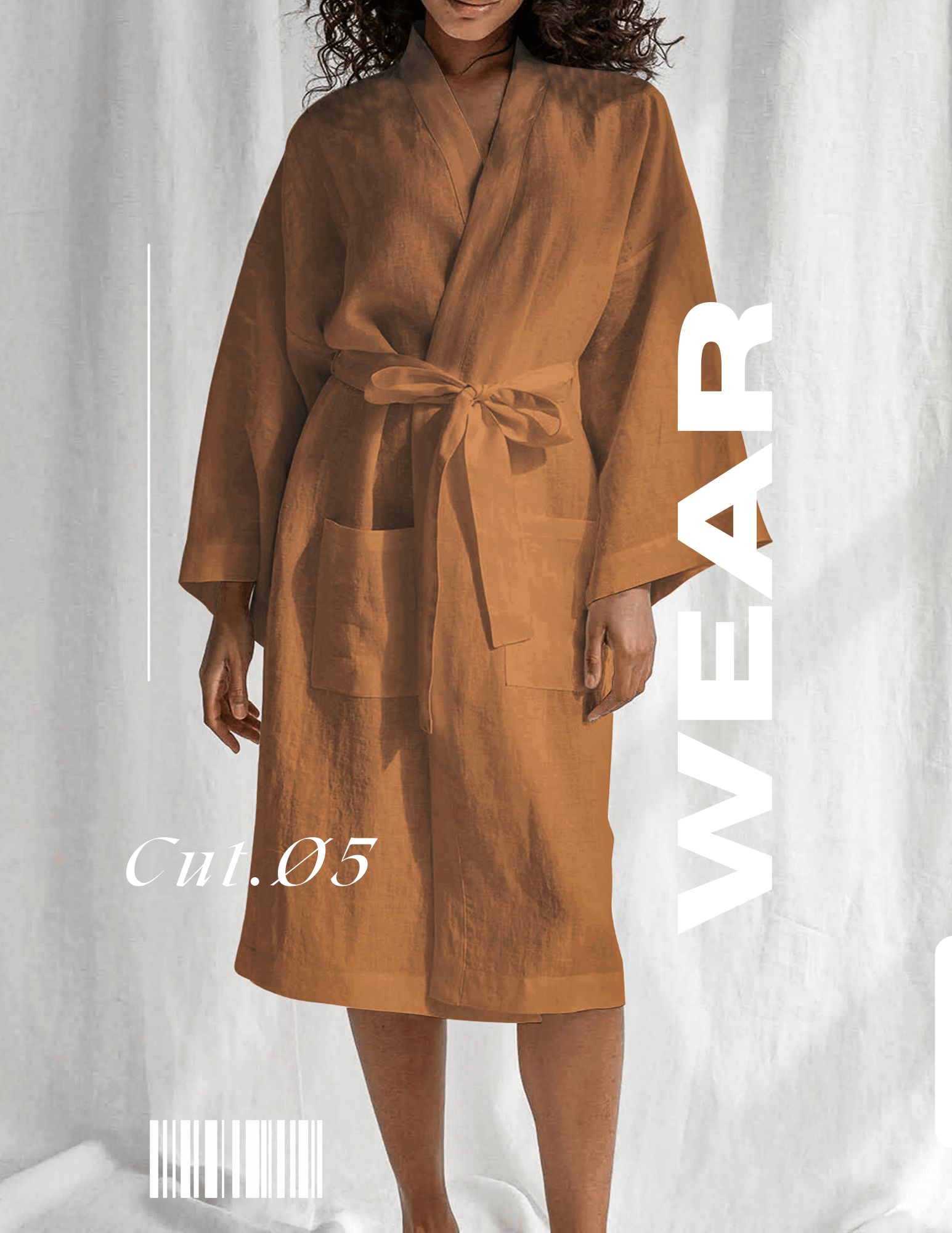 CUT Ø5 - MONOGRAMMED LINEN ROBE IN TERRACOTTA